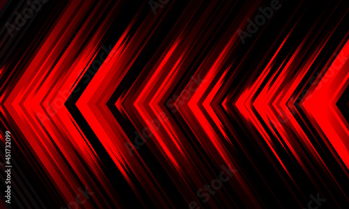Abstract red light arrow direction speed power pattern on black design modern futuristic technology background vector illustration.