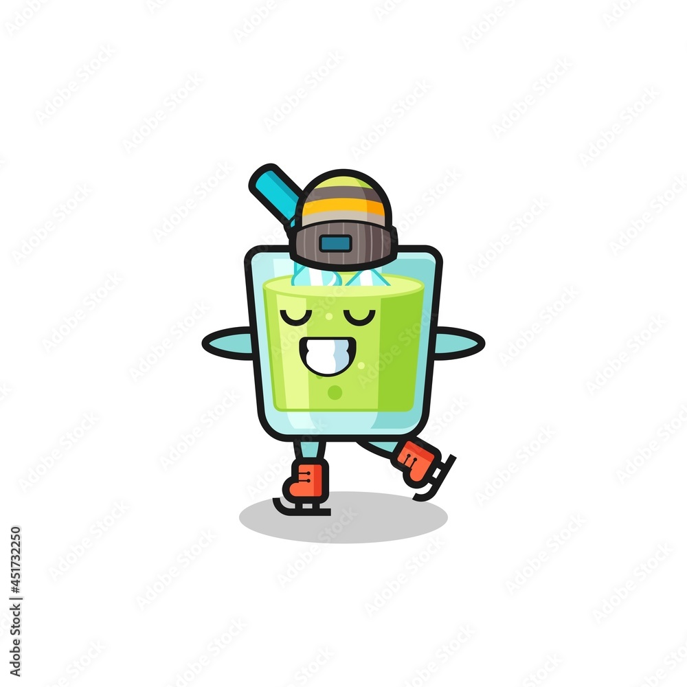 melon juice cartoon as an ice skating player doing perform melon juice cartoon as an ice skating player doing perform