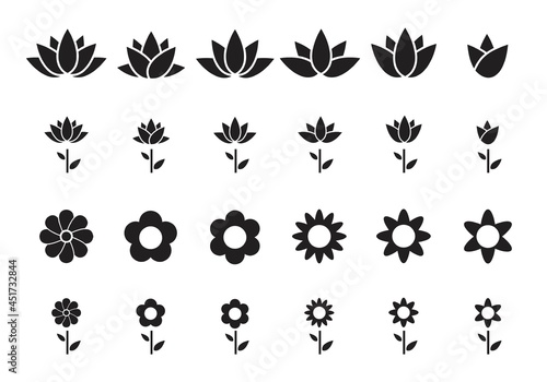 Flowers icon set. Flowers isolated  Flowers in modern simple cute round flower plant nature collection