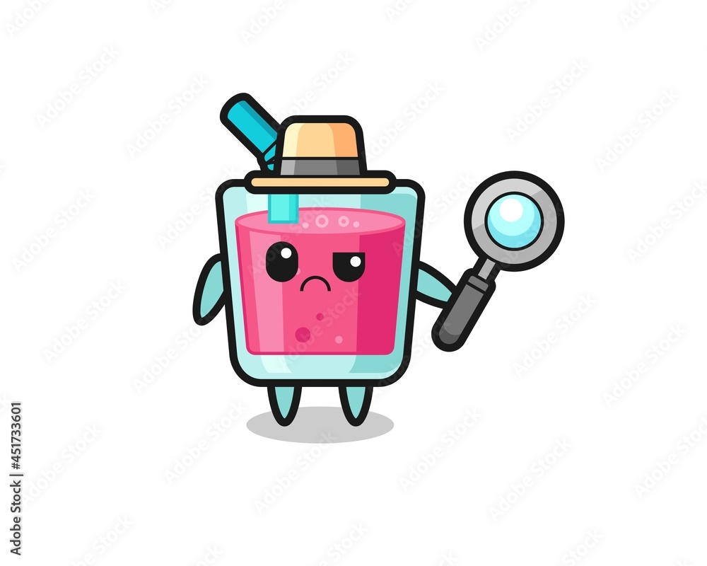 the mascot of cute strawberry juice as a detective the mascot of cute strawberry juice as a detective