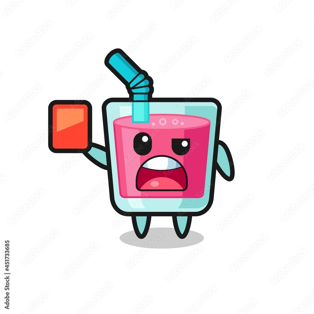 strawberry juice cute mascot as referee giving a red card strawberry juice cute mascot as referee giving a red card
