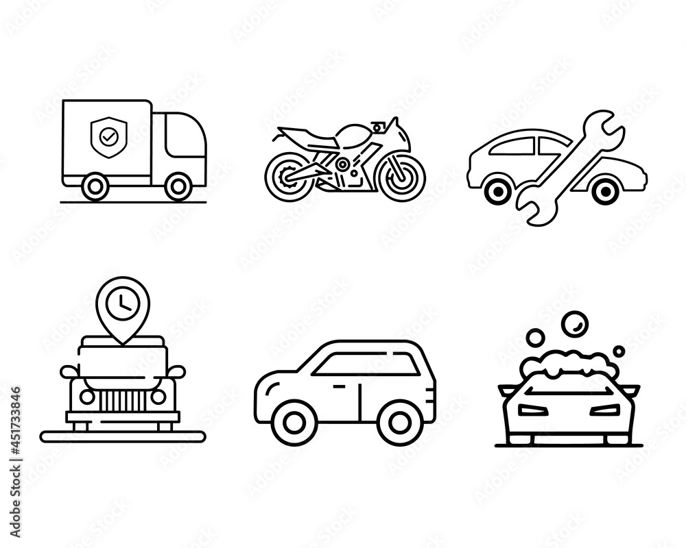 Transportation service flat icon set vector design