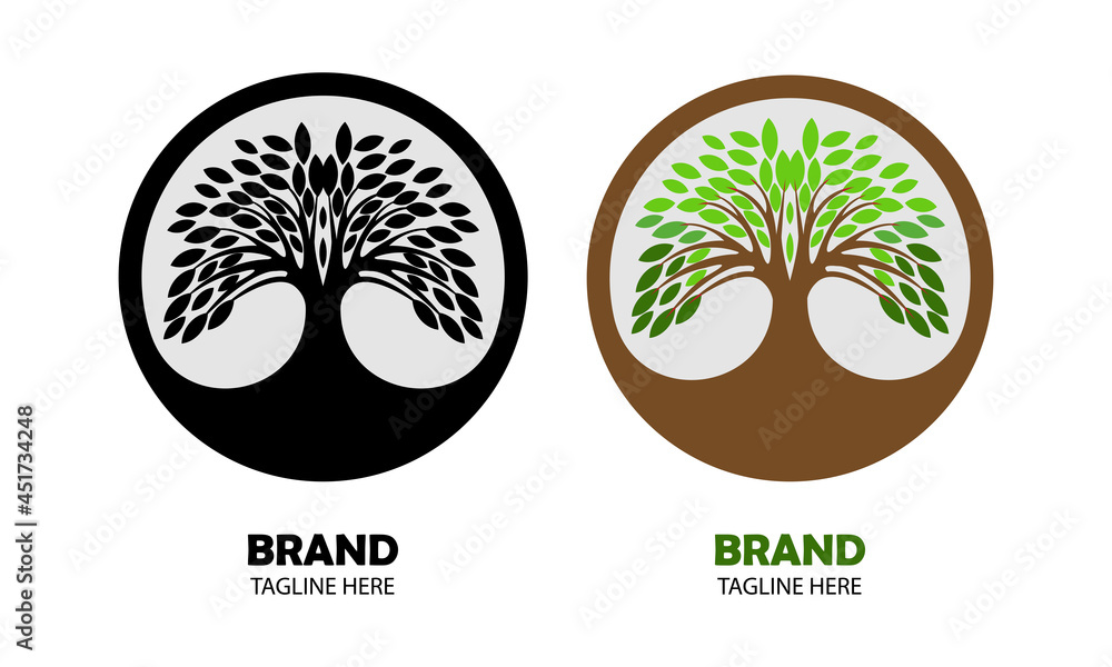 Obraz premium two trees, black and brown icon logo