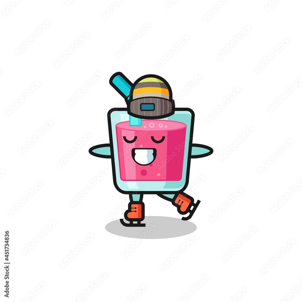 strawberry juice cartoon as an ice skating player doing perform strawberry juice cartoon as an ice skating player doing perform