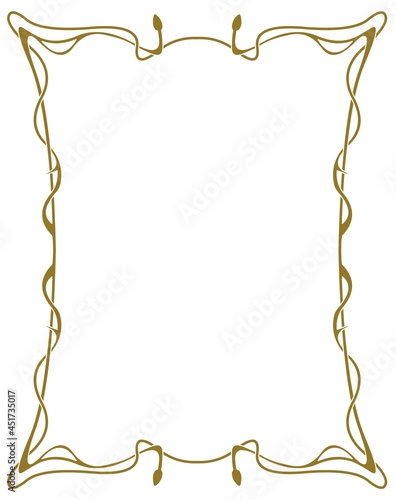 Cadre Art nouveau couleur or sur Fond blanc