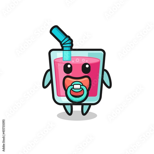 baby strawberry juice cartoon character with pacifier