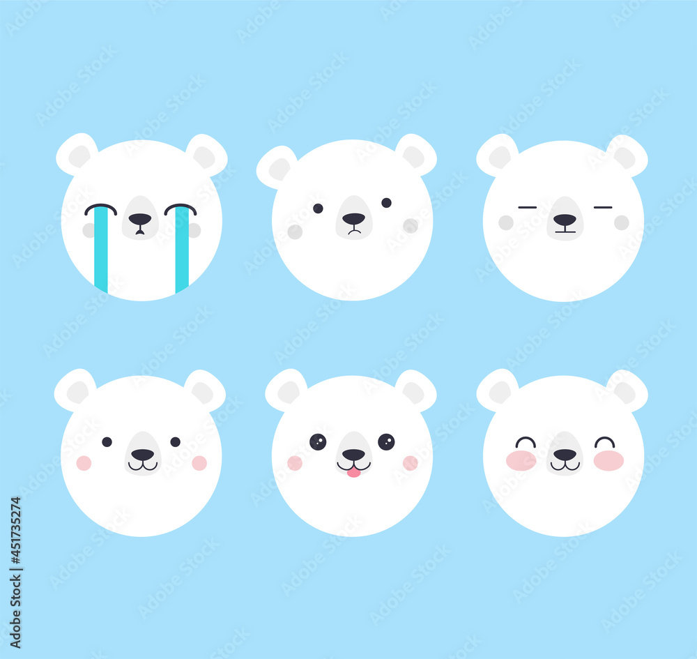 Cute simple set of hand drawn bear portraits. Cute simple set of hand drawn bear portraits.
