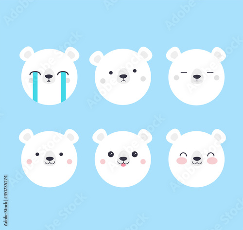 Cute simple set of hand drawn bear portraits.