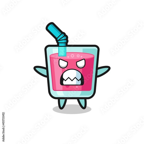 wrathful expression of the strawberry juice mascot character