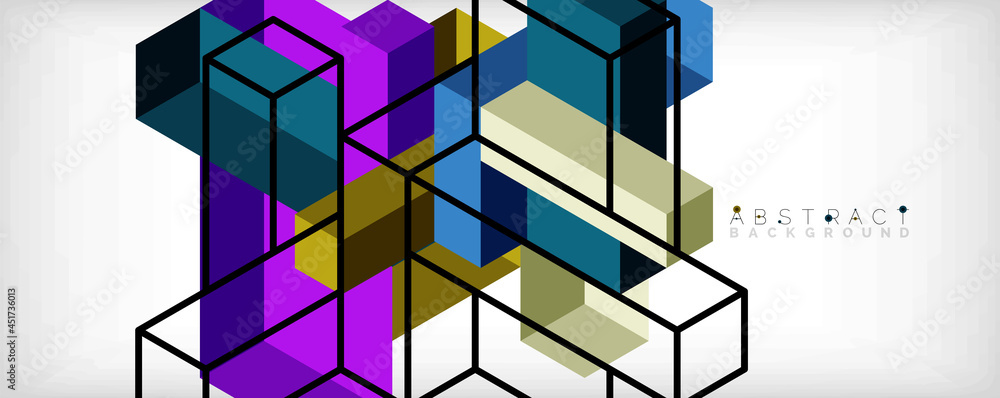 Abstract background. 3d cubes, cubic elements and blocks. Techno or business concept for wallpaper, banner, background, landing page Abstract background. 3d cubes, cubic elements and blocks. Techno or business concept for wallpaper, banner, background, landing page