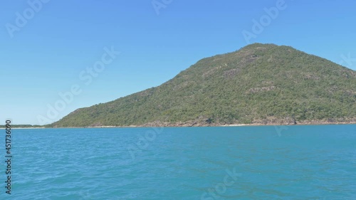 Wallpaper Mural Green Mountain And Blue Ocean At Southern End Of Whitehaven Beach In Whitsundays, Queensland, North Australia. wide shot Torontodigital.ca