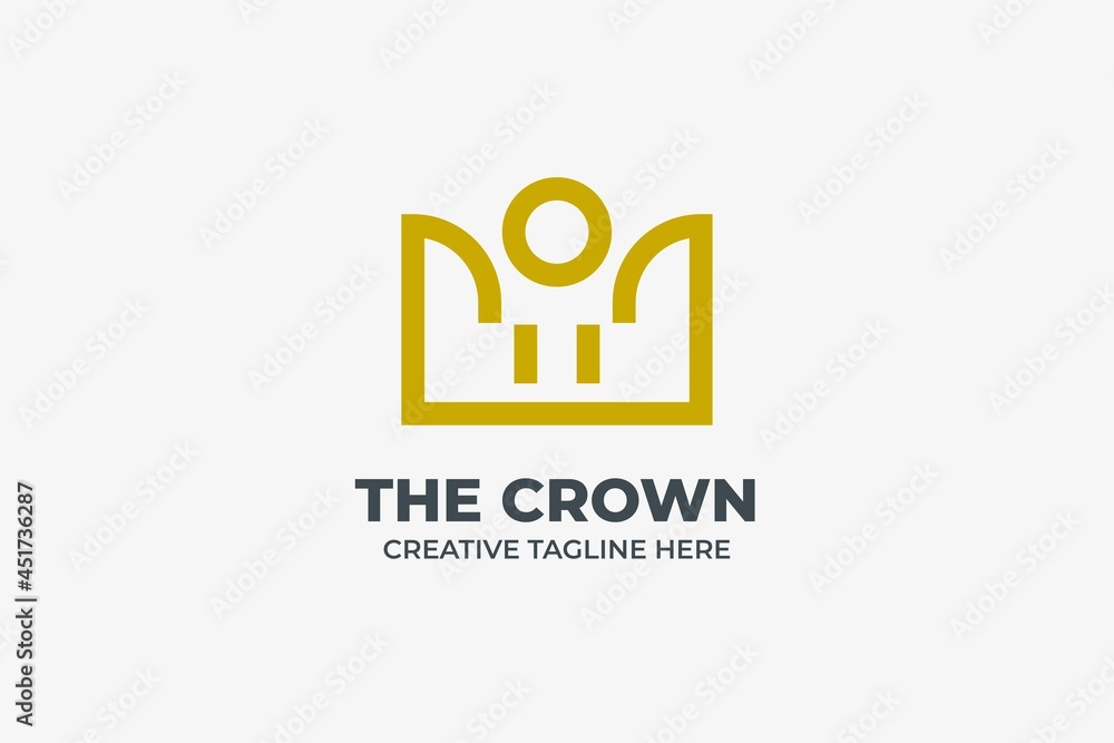 Gold Crown Simple Monoline Logo