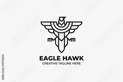 Eagle Hawk Simple Monoline Logo