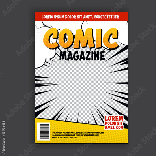Vector comic template magazine, book cover, flyer.