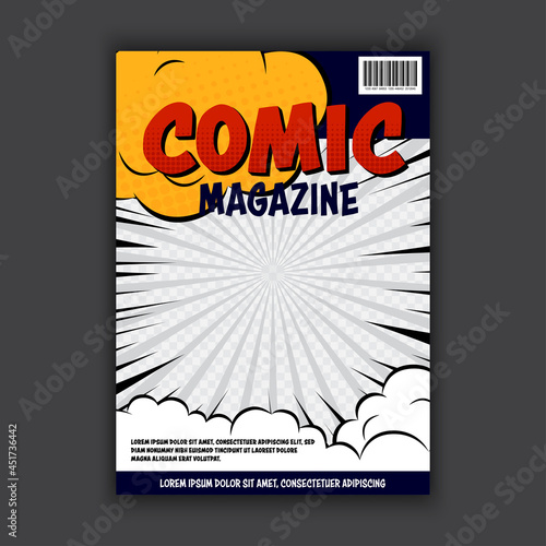 Vector comic template book cover, flyer, poster design.