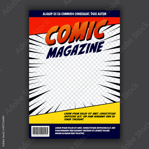 Vector awesome comic book cover template design.