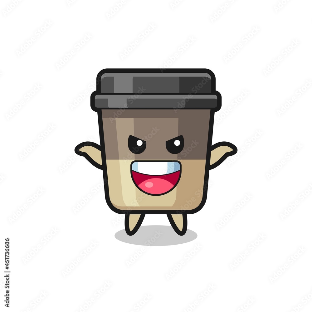the illustration of cute coffee cup doing scare gesture the illustration of cute coffee cup doing scare gesture
