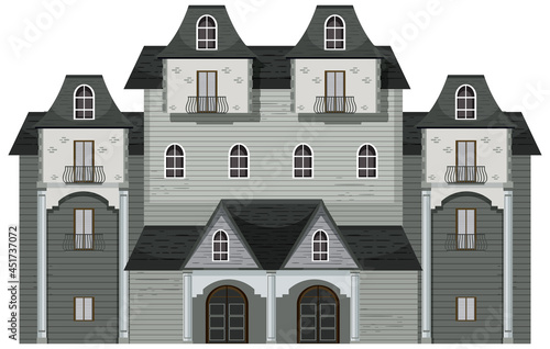 Isolated haunted mansion facade