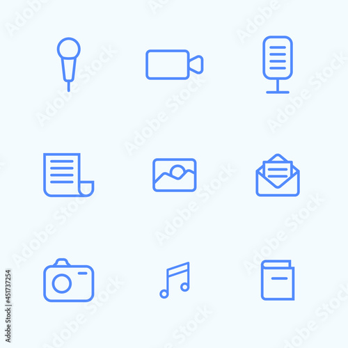 Media icon set. Line icon set designed for multipurpose.
 