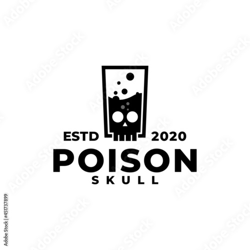 creative combination of a glass of poison and a skull. horror logo vector template