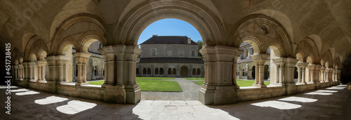 the archade of the fontenay abbey on the town of Montbard photo