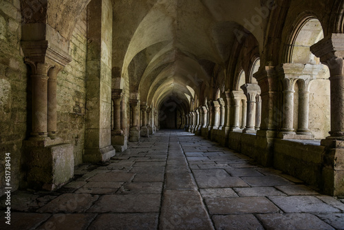 the archade of the fontenay abbey on the town of Montbard