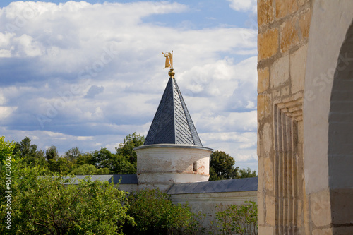 Angel with a trumpet on the monastery tower