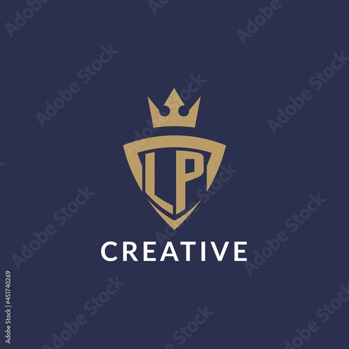 LP logo with shield and crown, monogram initial logo style