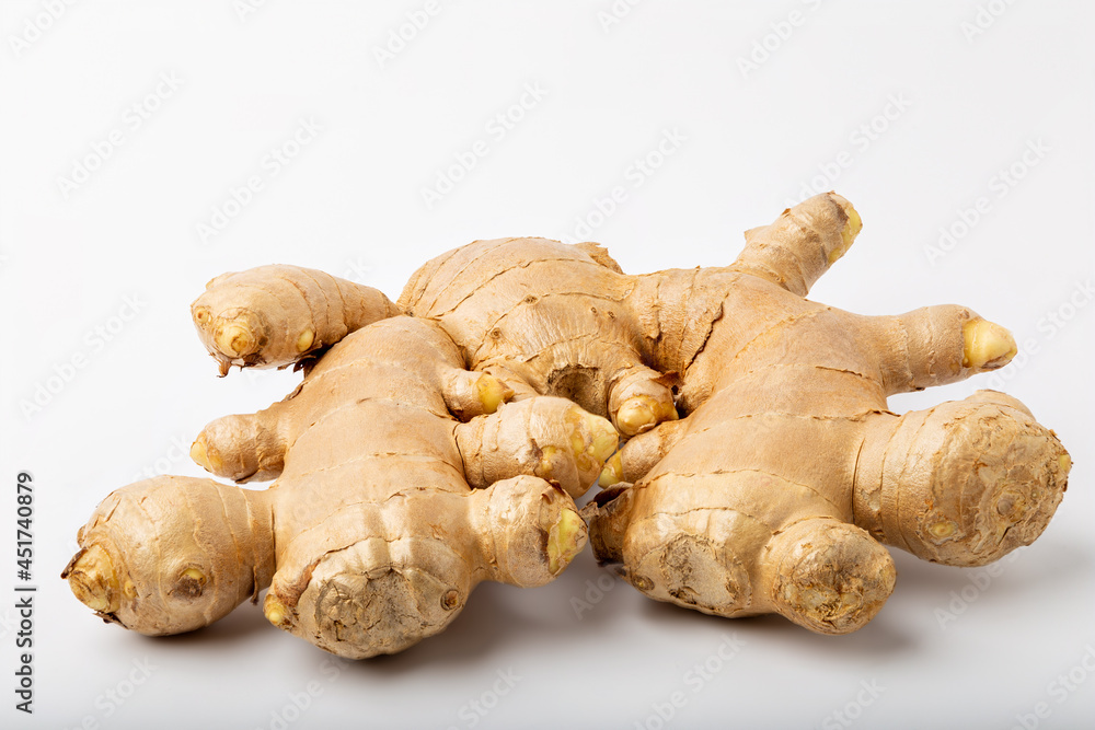 Ginger root, herbs, prevent covid-19 isolated on white background