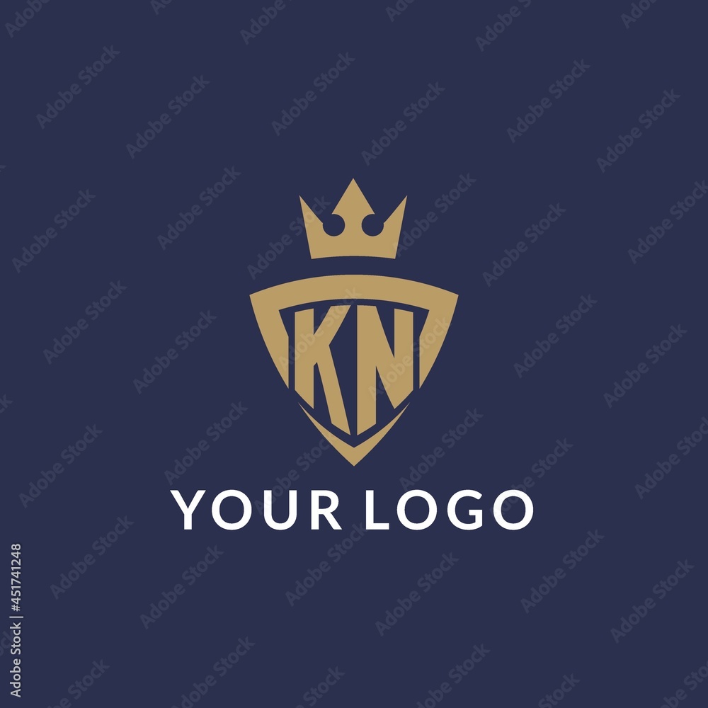 KN logo with shield and crown, monogram initial logo style Stock Vector ...