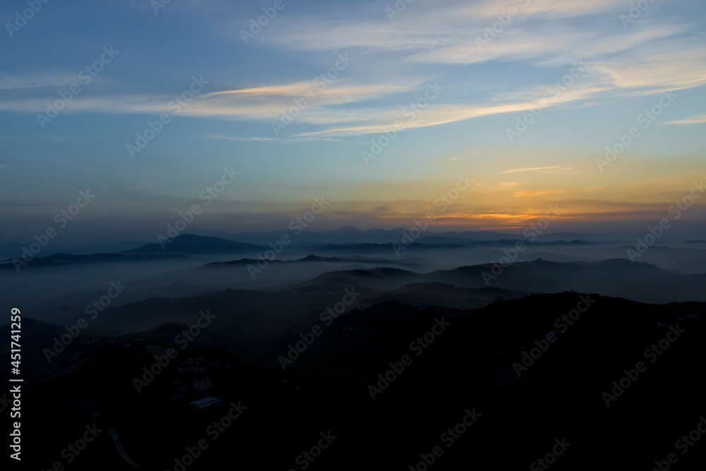 Fototapeta premium Sunset in the province of Ascoli Piceno in Italy