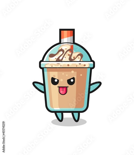 naughty milkshake character in mocking pose