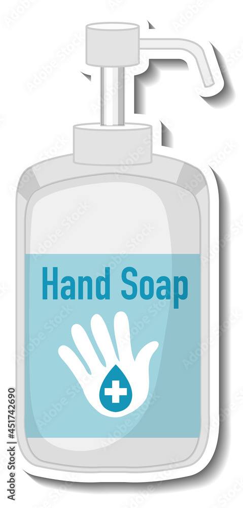 A sticker template with hand soap sanitizer isolated A sticker template with hand soap sanitizer isolated