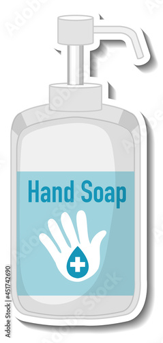 A sticker template with hand soap sanitizer isolated