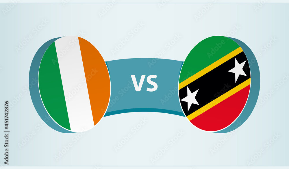 Ireland versus Saint Kitts and Nevis, team sports competition concept. Ireland versus Saint Kitts and Nevis, team sports competition concept.