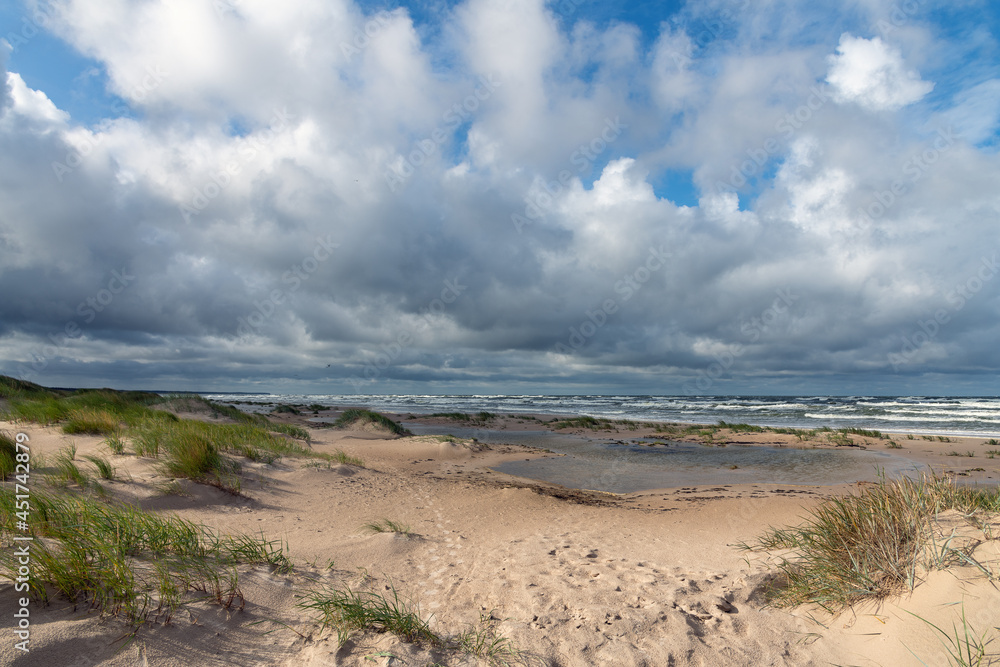 Stormy day by Baltic sea next to Liepaja, Latvia.