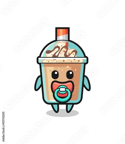 baby milkshake cartoon character with pacifier