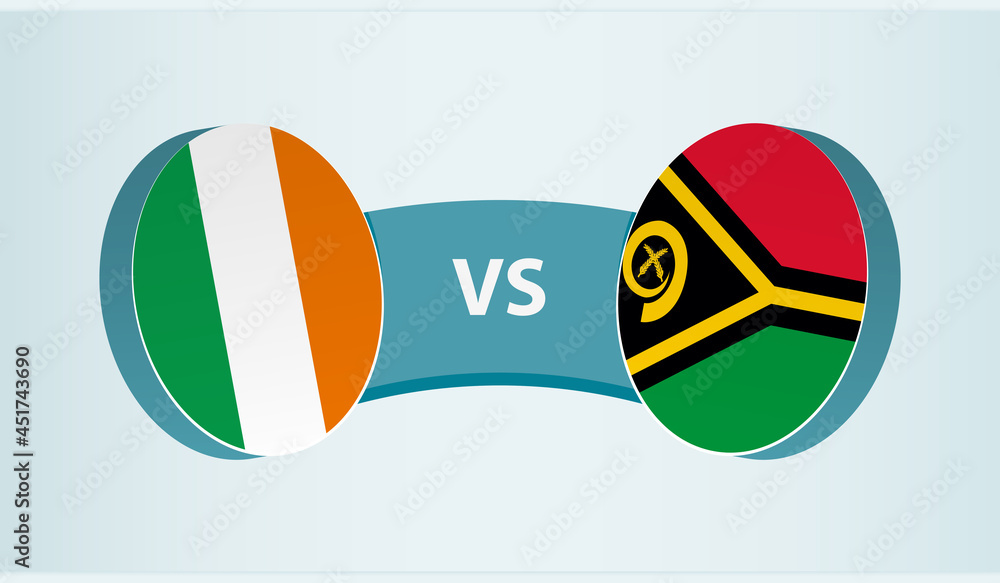 Ireland versus Vanuatu, team sports competition concept.