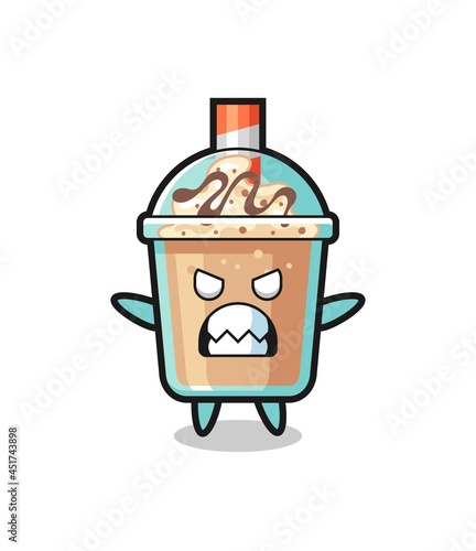 wrathful expression of the milkshake mascot character