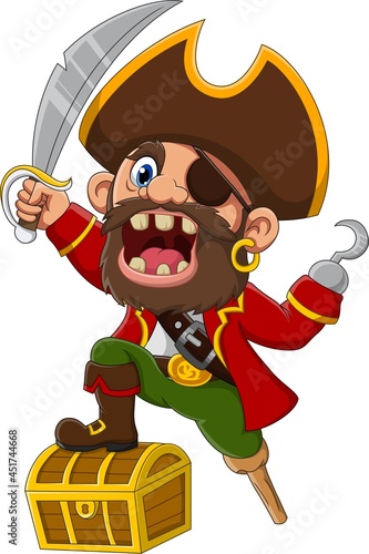 Cartoon captain pirate holding a sword