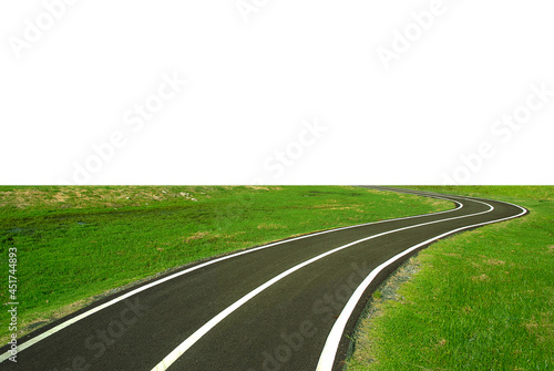 Road leading forward isolated on white background. 