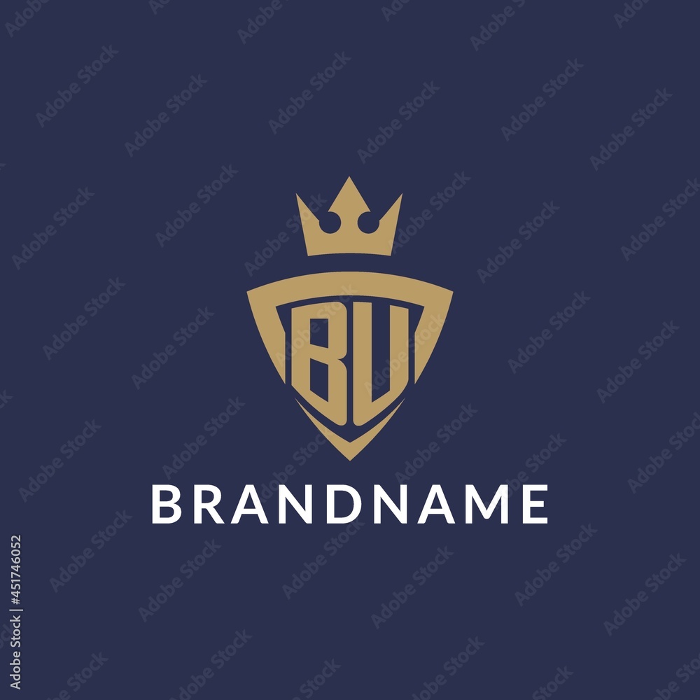 BU logo with shield and crown, monogram initial logo style Stock Vector ...