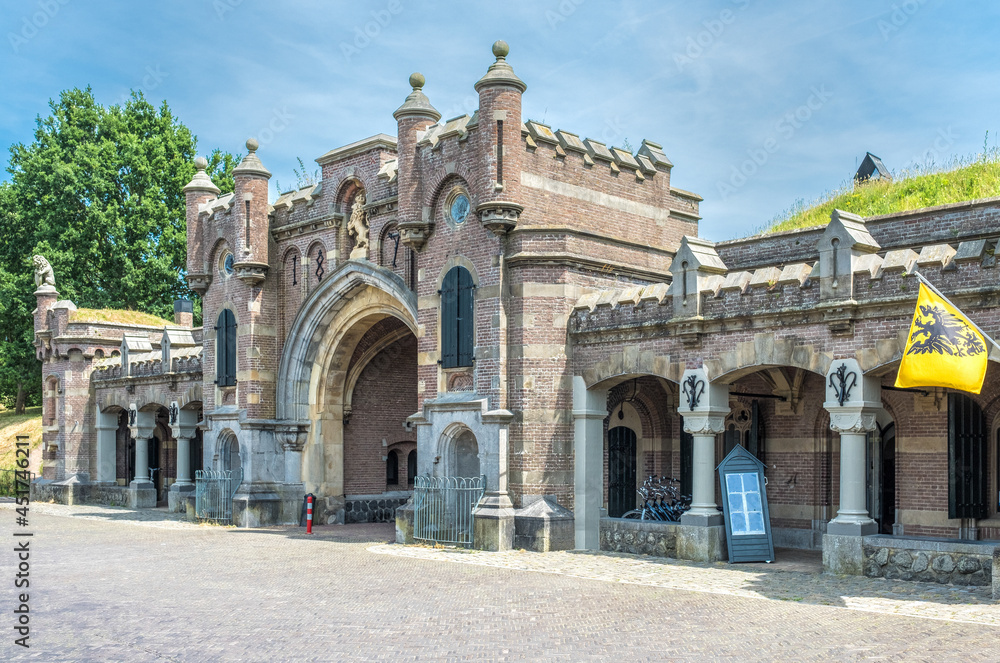 The Utrechtse Poort is a city gate in the fortified town of Naarden-Vesting, Noord-Holland Province, The Netherlands