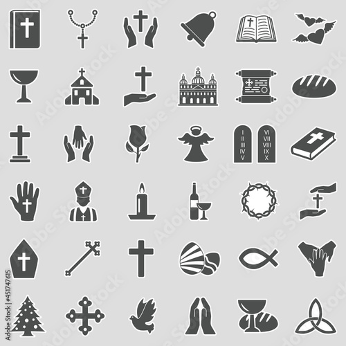Christianity Icons. Sticker Design. Vector Illustration.