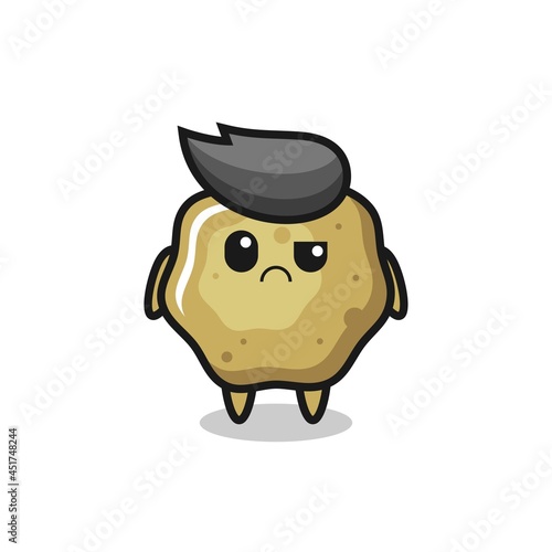 the mascot of the loose stools with sceptical face