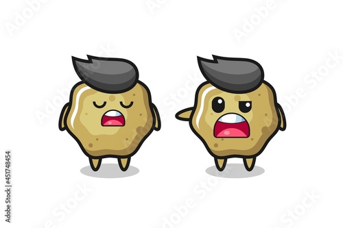 illustration of the argue between two cute loose stools characters