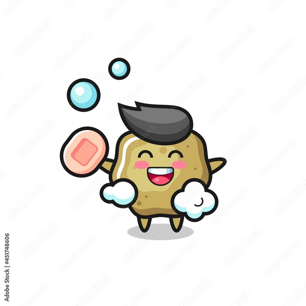 loose stools character is bathing while holding soap loose stools character is bathing while holding soap