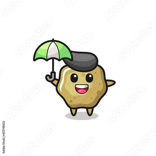 cute loose stools illustration holding an umbrella