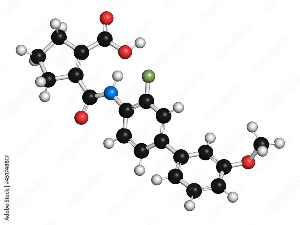 Vidofludimus drug molecule, illustration Vidofludimus drug molecule, illustration