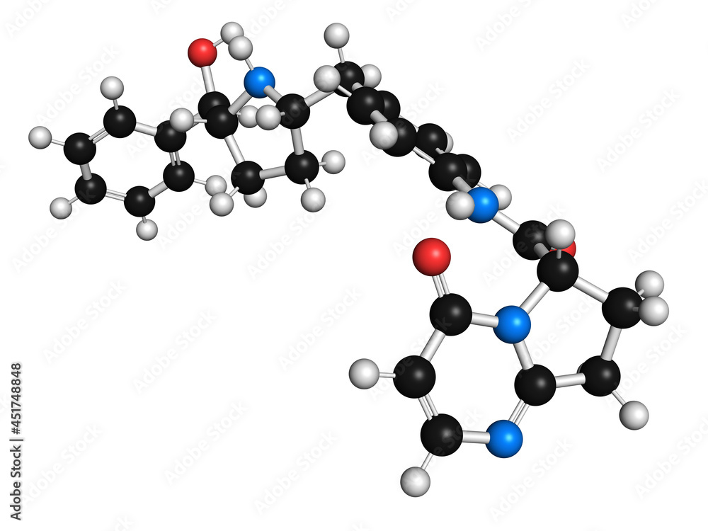 Vibegron drug molecule, illustration Vibegron drug molecule, illustration